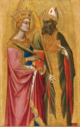 Sainte Catherine et un évêque saint